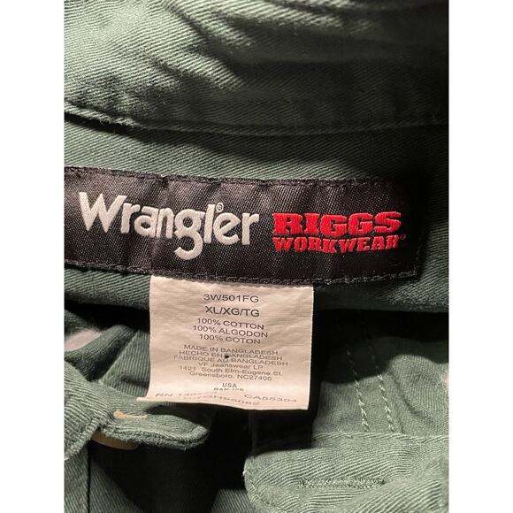 Wrangler Riggs Workwear Shirt Long Sleeve Button Up Men's XL 3W501FG Green - Picture 4 of 7